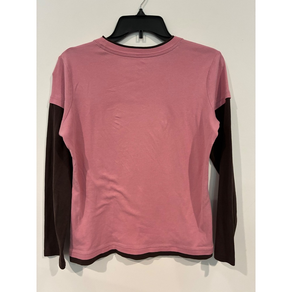 Y2K Petite M Layered Pink Brown Rhinestone Graphic Top Twilight Bella Swan Core - Picture 5 of 5
